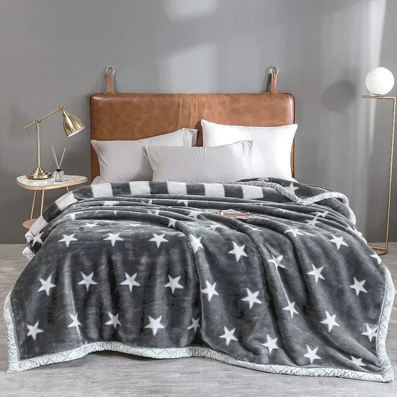 Afralia™ Cozy Flocked Raschel Blanket | Soft & Warm Double-Sided Winter Bedding