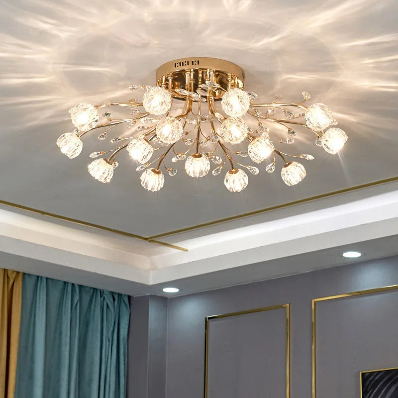 Afralia™ Dendritic Crystal Ceiling Lamp: Nordic Luxury Glass Flower Chandelier for Bright Decor