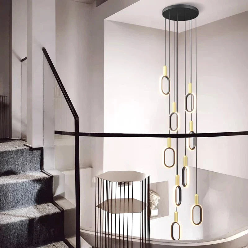 Afralia™ Modern Stair Chandelier Pendant Light LED Ceiling Lamp for Living Room