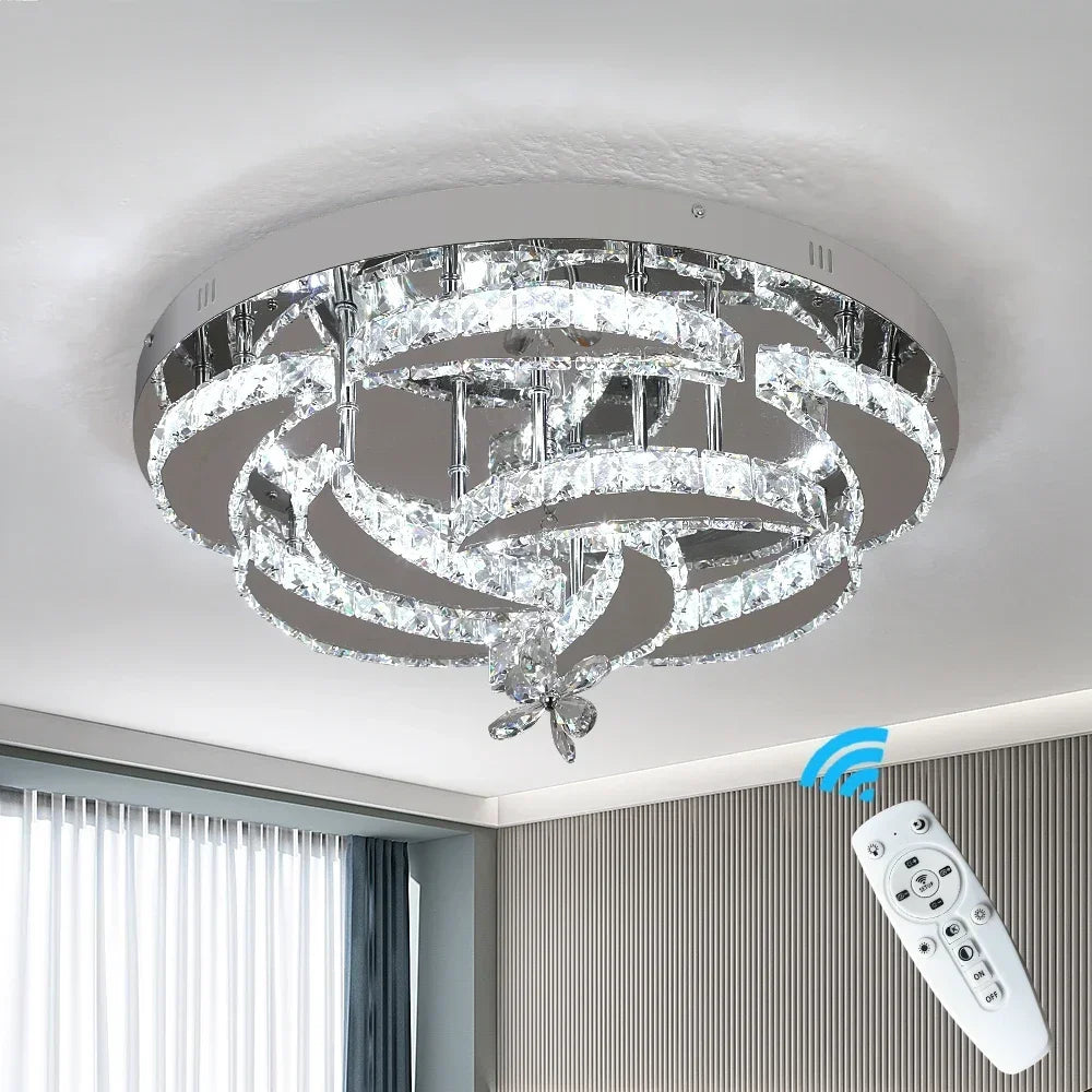 Afralia™ Luxury Crystal LED Chandelier Ceiling Lamp for Living & Dining Room