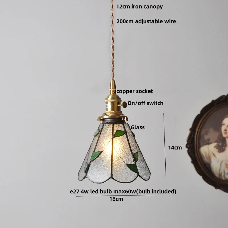 Afralia™ Red Tiffany Glass Knob Switch Pendant Lamp - Nordic Handcrafted LED Hanging Light