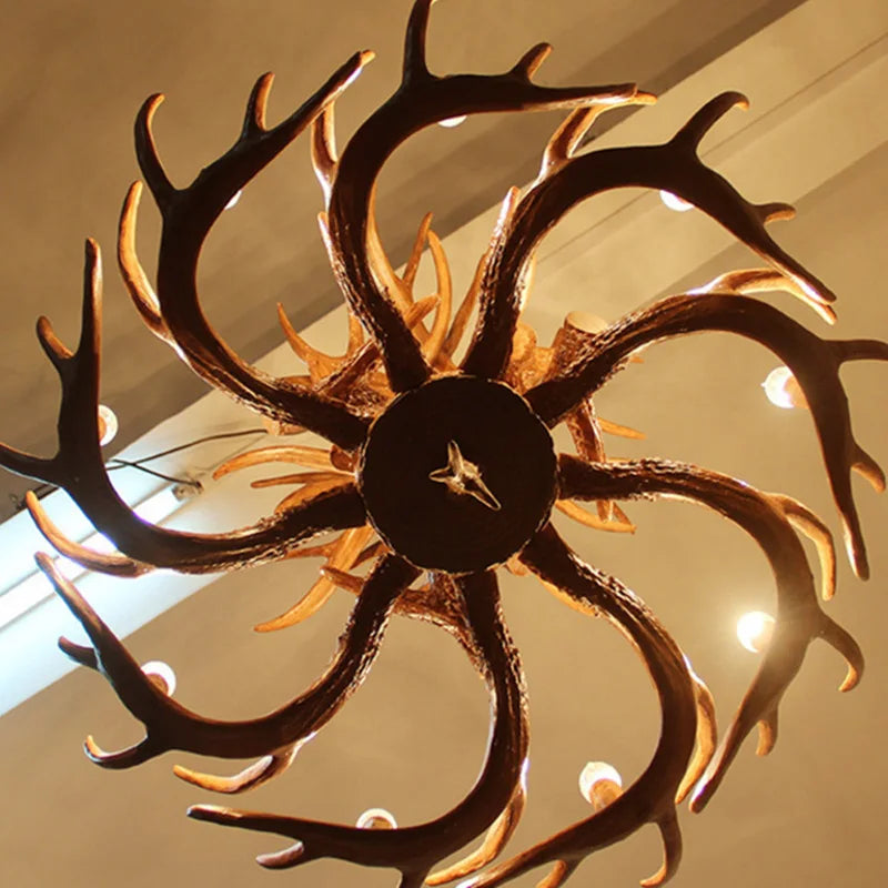 Afralia™ Antler Pendant Chandelier for Living Room Decor - 6 Arms Deer Horn Hanging Lamp