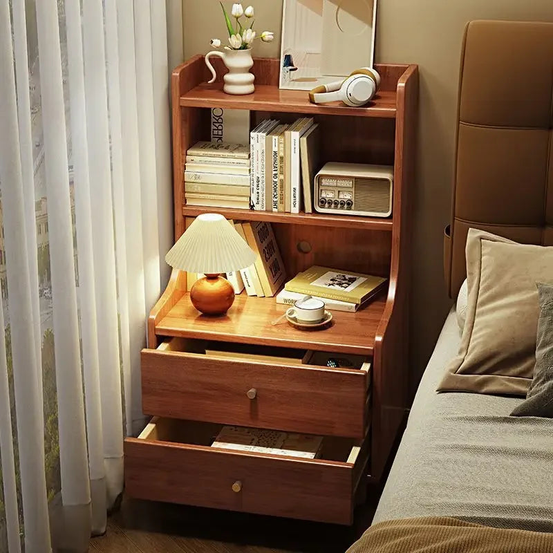 Afralia™ Solid Wood Bedside Tables: Narrow Study & Bedroom Cabinets for Simple Storage & Style