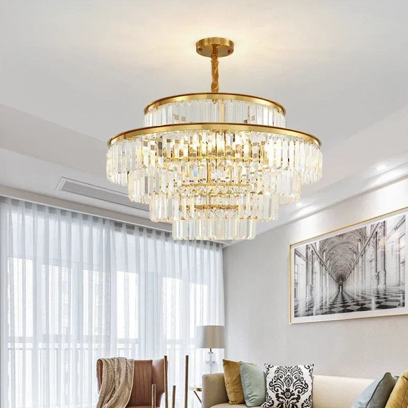 Afralia™ Crystal LED Pendant Chandelier: Luxury Villa Living Room Decor, Hotel Hanging Light Fixture