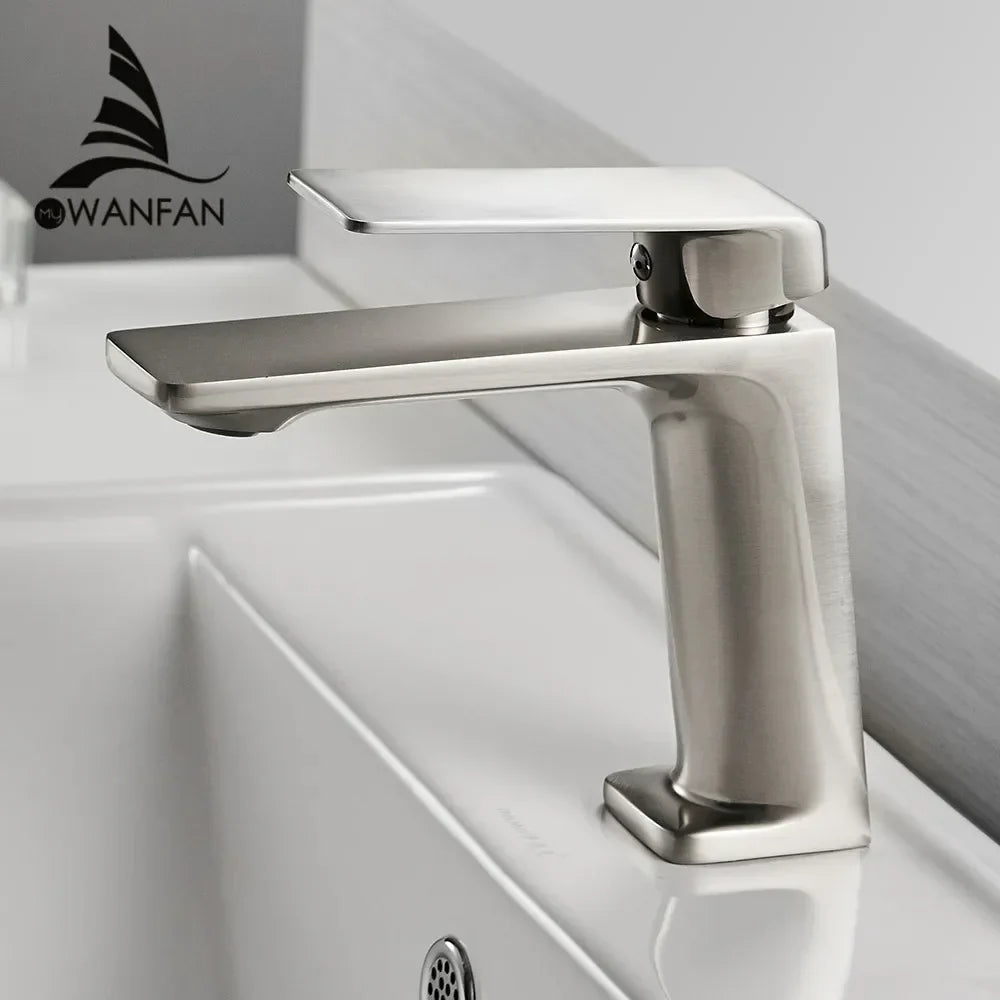 Afralia™ Brushed Nickel Bathroom Sink Faucet Single Handle Basin Mixer Tap