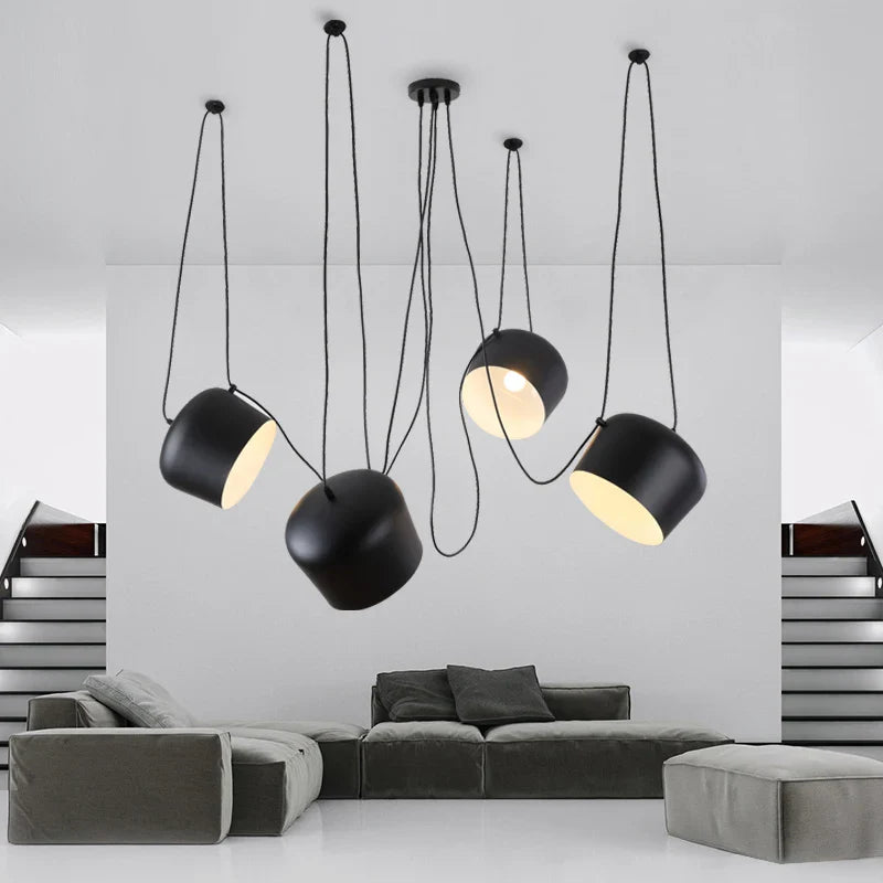 Afralia™ Modern Industrial Spider Pendant Lights for Kitchen - LED Drum Ceiling Lamp
