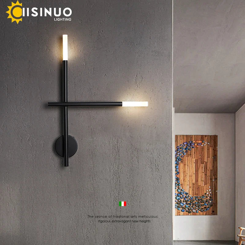 Afralia™ Nordic Black LED Wall Lamp: Multi Arms Bedside & Living Room Indoor Lighting