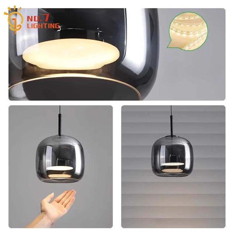Afralia™ Glass Pendant Lights Modern Designer LED Indoor Lighting for Bedroom Living Room