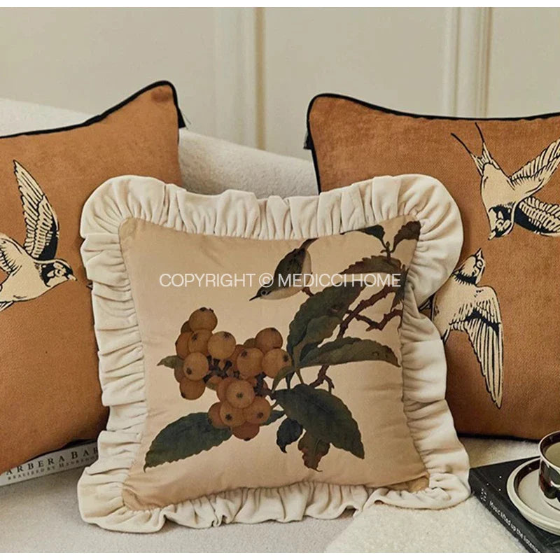 Afralia™ Swallows & Geese Retro Cushion Covers, Reversible Oriental Antique Finish Pillow Cases