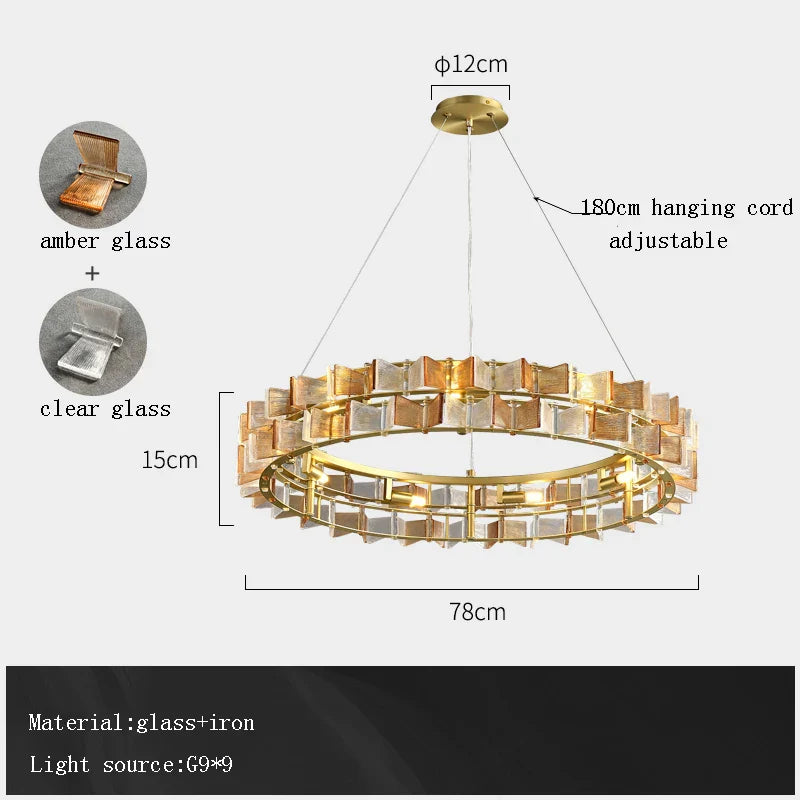 Afralia™ Modern Amber Blue Butterfly Glass Chandelier - Interior Decorative Ceiling Lighting