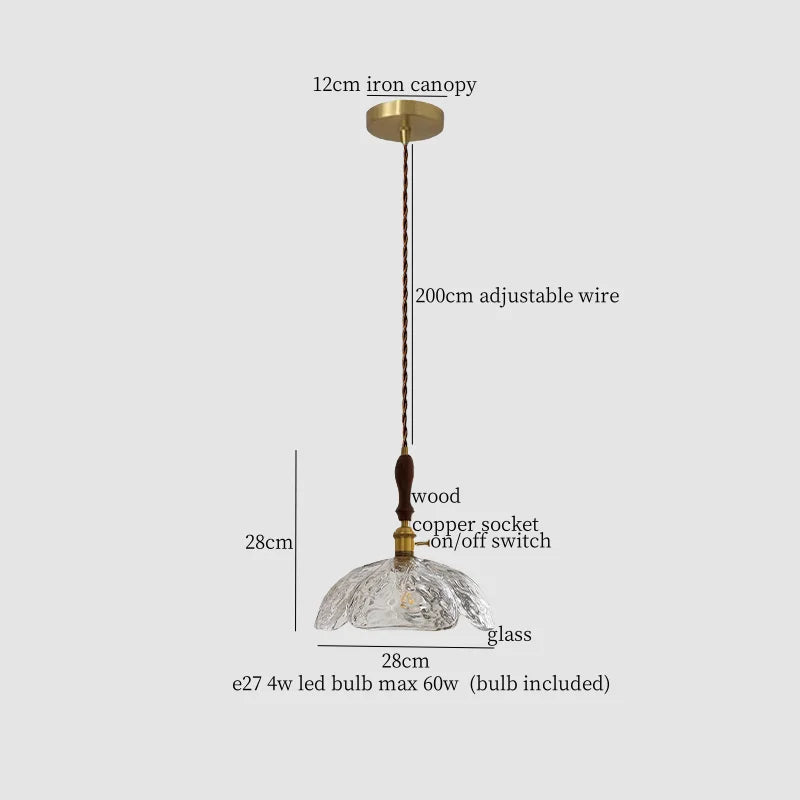 Afralia™ Copper Wood Glass LED Pendant Lamp - French Minimalist Design for Home Decor