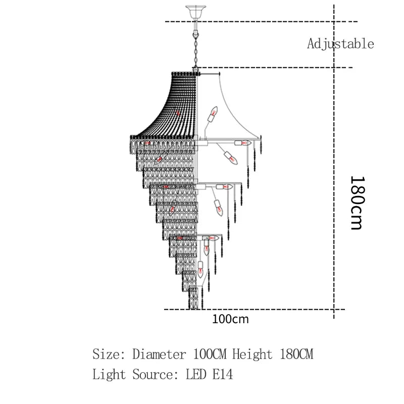 Afralia™ Crystal Luxury Chandelier for Hotel Lobby, Living Room, Villa Decor