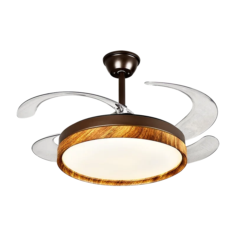 Afralia™ LED Solid Wood Round Ceiling Fan Light with Remote Control