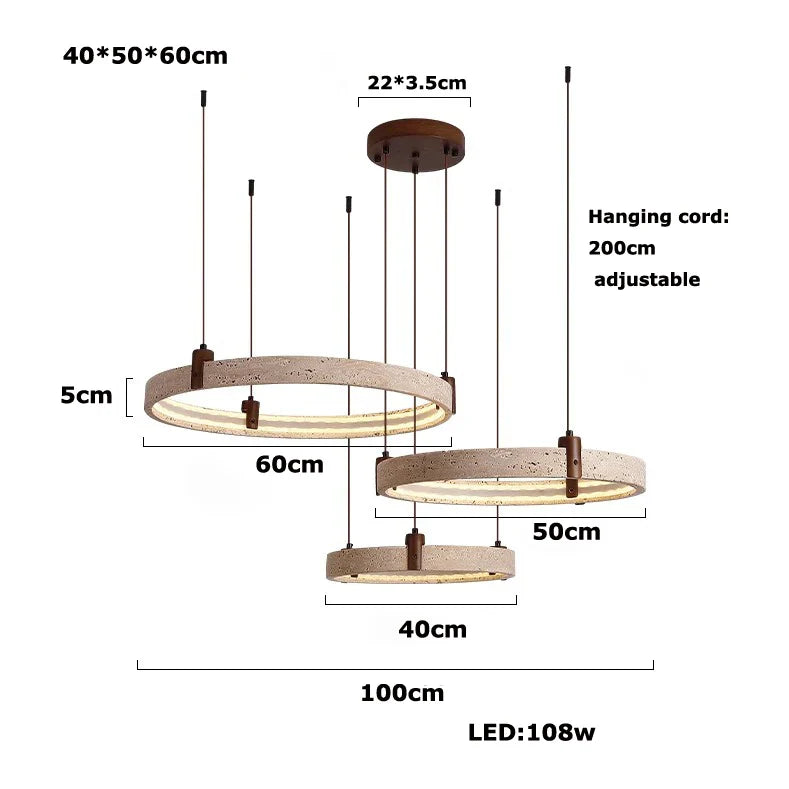 Afralia™ Natural Stone Circle Chandelier: Minimalist LED Dining Room Ceiling Light