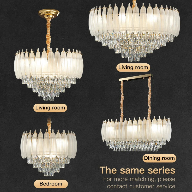 Afralia™ Crystal Feather Chandelier: Luxury French Retro LED Lamp for Living and Dining Room