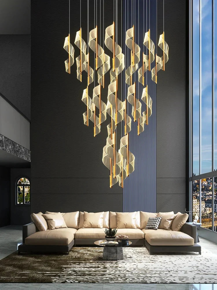 Afralia™ LED Spiral Staircase Chandelier | Luxury Duplex Nordic Light for Living Room & Villa