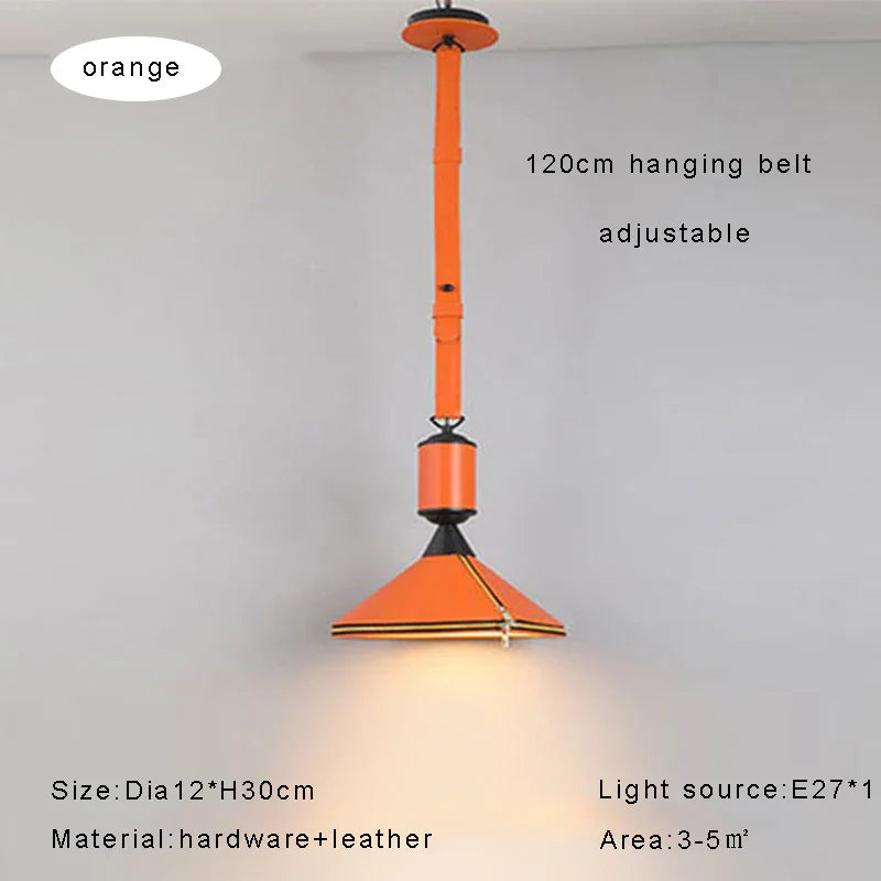 Afralia™ Modern Brown Blue Leather Pendant Light Chandelier for Home Decoration