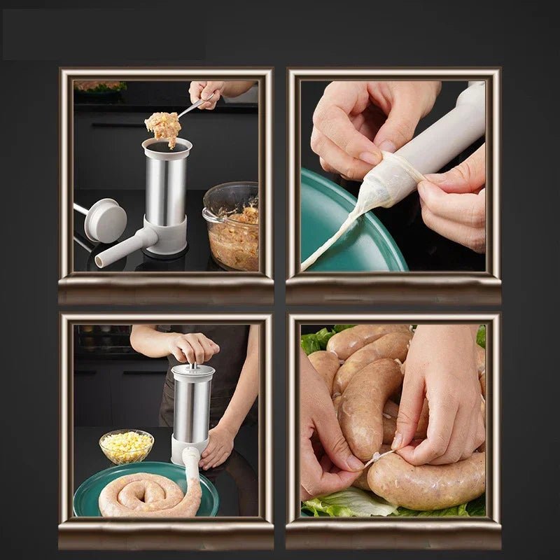 Afralia™ Stainless Steel Sausage Maker Homemade Kitchen Tool Sausage Filler