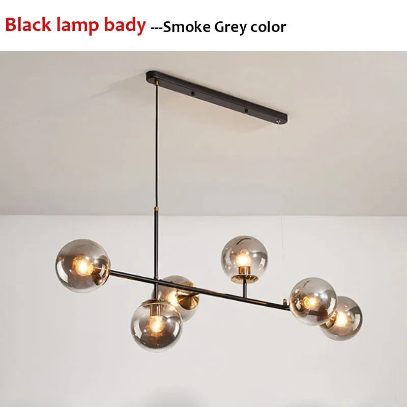 Afralia™ Glass Ball LED Pendant Light Modern Chandelier for Living Room Decor