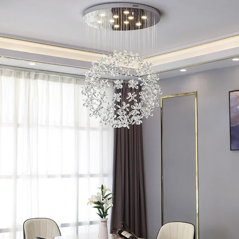Afralia™ Luxury Crystal Butterfly Ceiling Chandelier for Living Room - Modern LED Light Fixtures