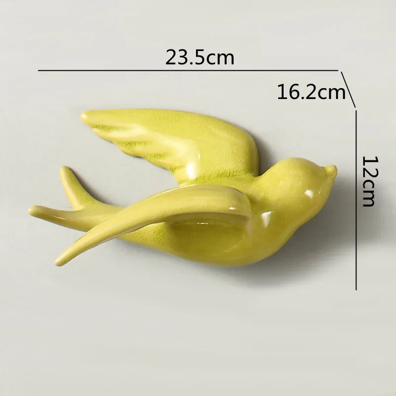 Afralia™ Flying Bird Ceramic Wall Ornament Simulation Room Decoration Indoor Accent