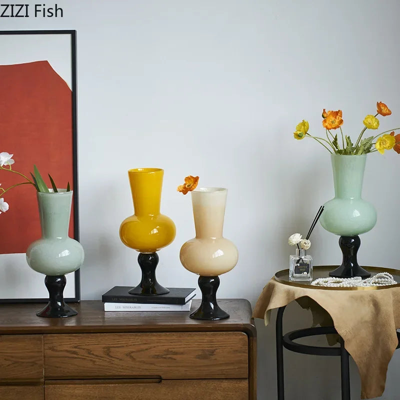 Afralia™ Goblet Glass Vase for Desk Decoration with Artificial Flowers