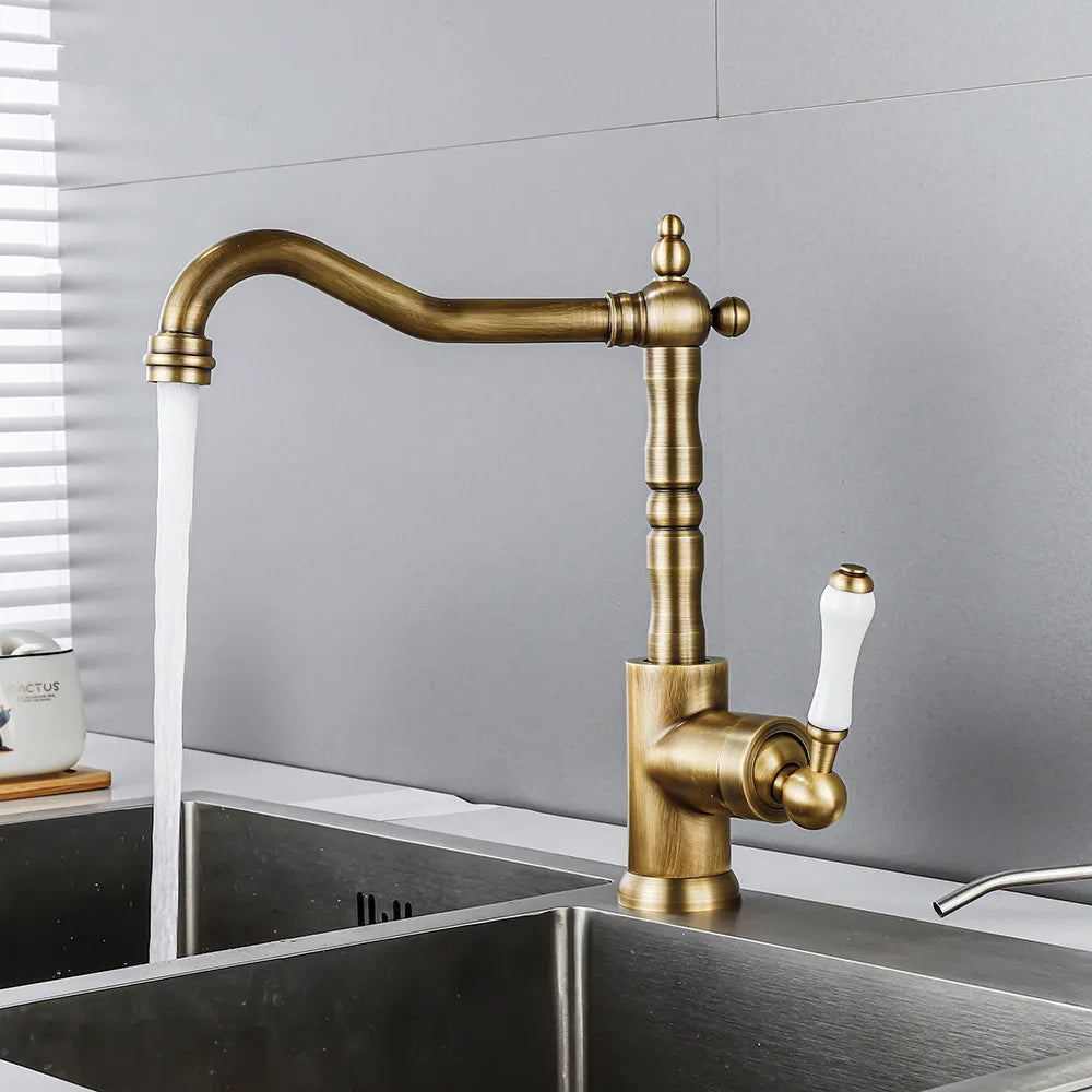 Afralia™ Gold Black Brass Bathroom Kitchen Faucet - Sink Mixer for Hot Cold Water