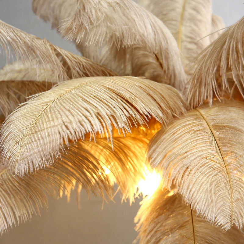 Afralia™ Elegant Ostrich Feather Floor Lamp for Home Decor & Lighting