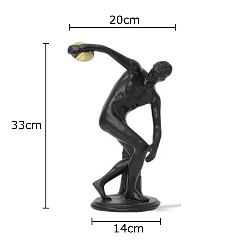 Afralia™ Discus Thrower Resin Sculpture Athlete Desk Decoration Ornaments