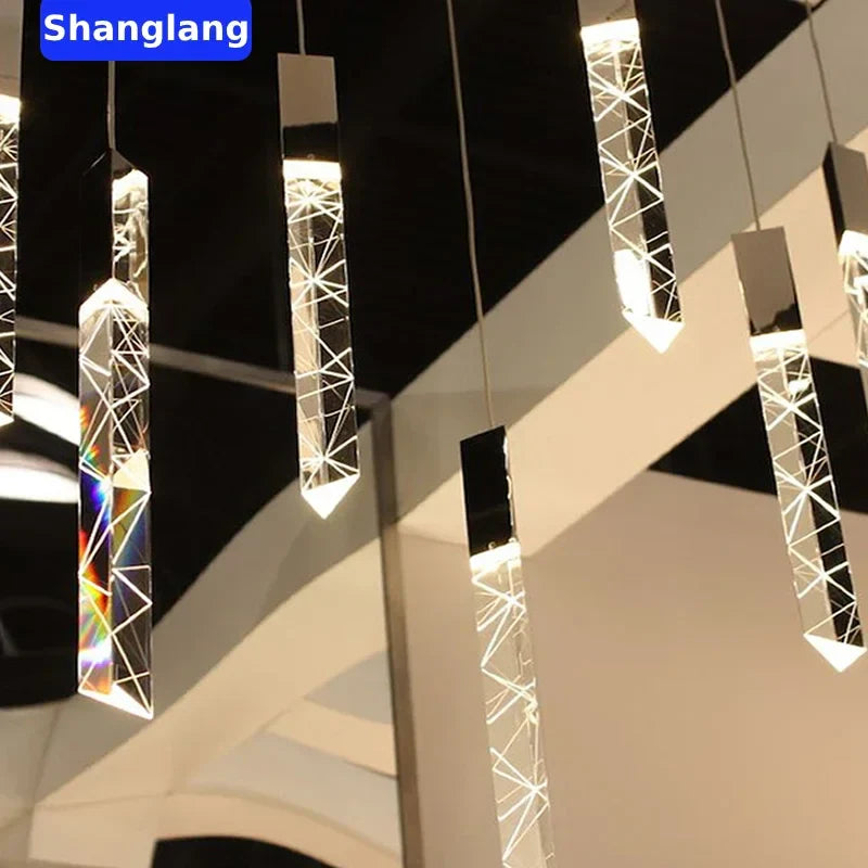 Afralia™ Crystal Chrome LED Chandelier: Luxury Duplex Stair Loft Pendant Light for Living Room