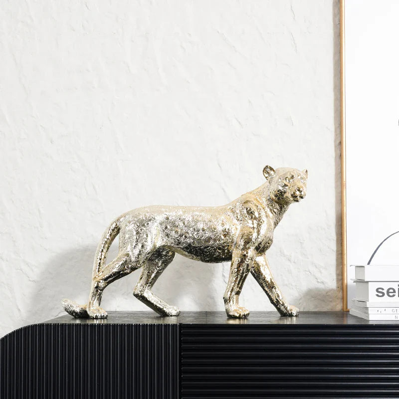 Afralia™ Leopard Resin Sculpture - Home Decor Handicrafts & Animal Figurine