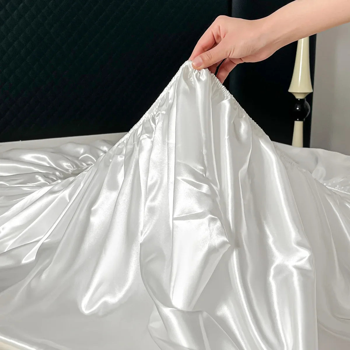 Afralia™ Satin Fitted Sheet Set - Luxuriously Soft Double Full Size Bedding