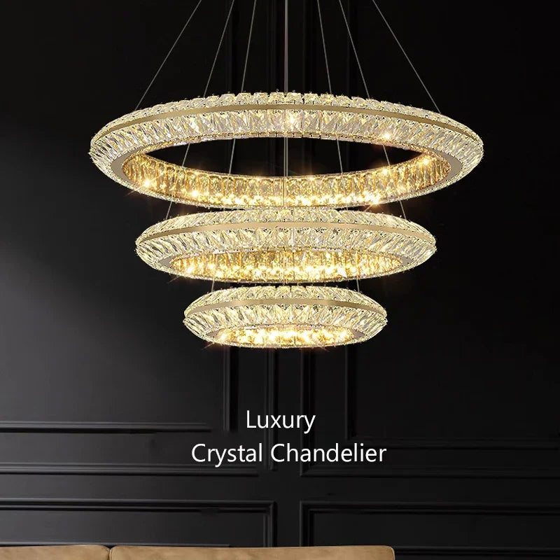 Afralia™ Modern Crystal Chandelier LED Pendant Lamp for Elegant Home Decor