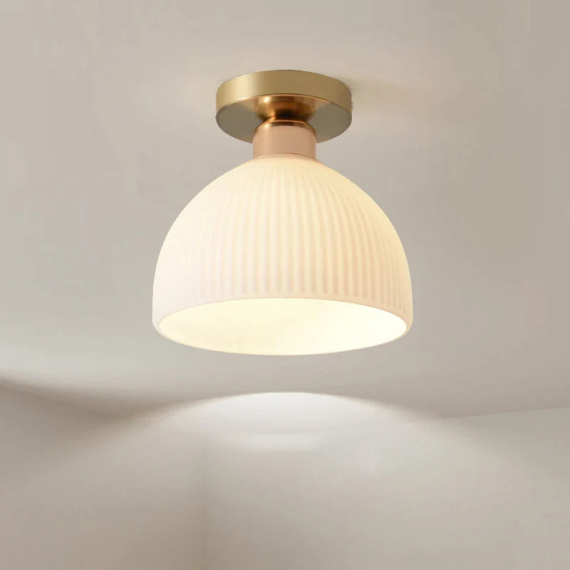 Afralia™ Ceramic Glass Cream LED Ceiling Light for Indoor Illumination