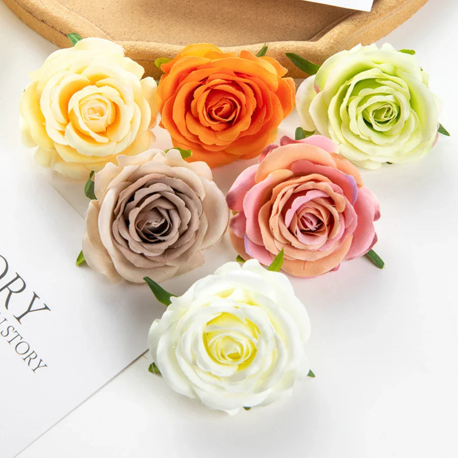 Afralia™ 10Pcs Silk Blue Rose Wedding Party Decoration DIY Bridal Accessories Artificial Flowers