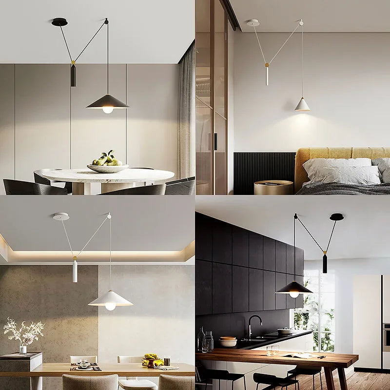 Afralia™ Nordic Lifting Pendant Chandelier: Stylish Dining & Living Room Lighting Solution