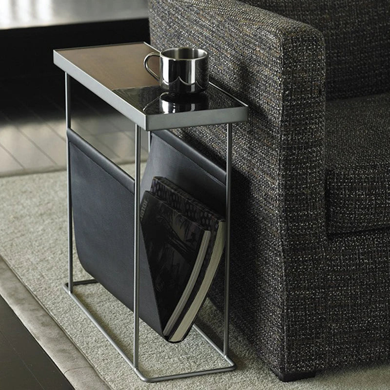 Afralia™ Minimalist Nordic Side Table with Magazine Storage Shelf