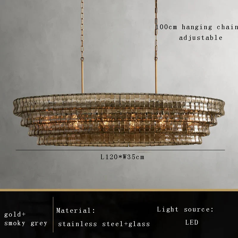 Afralia™ Brown Glass Chandelier for Dining & Living Room, Classic Vintage Suspension Lamps