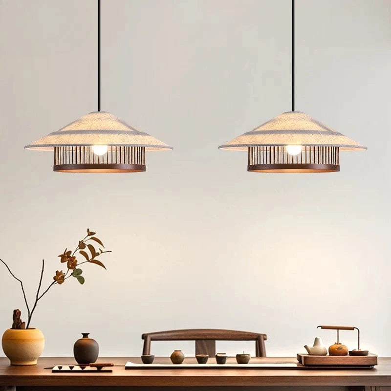 Afralia™ Three Headed Walnut Dining Table Chandelier