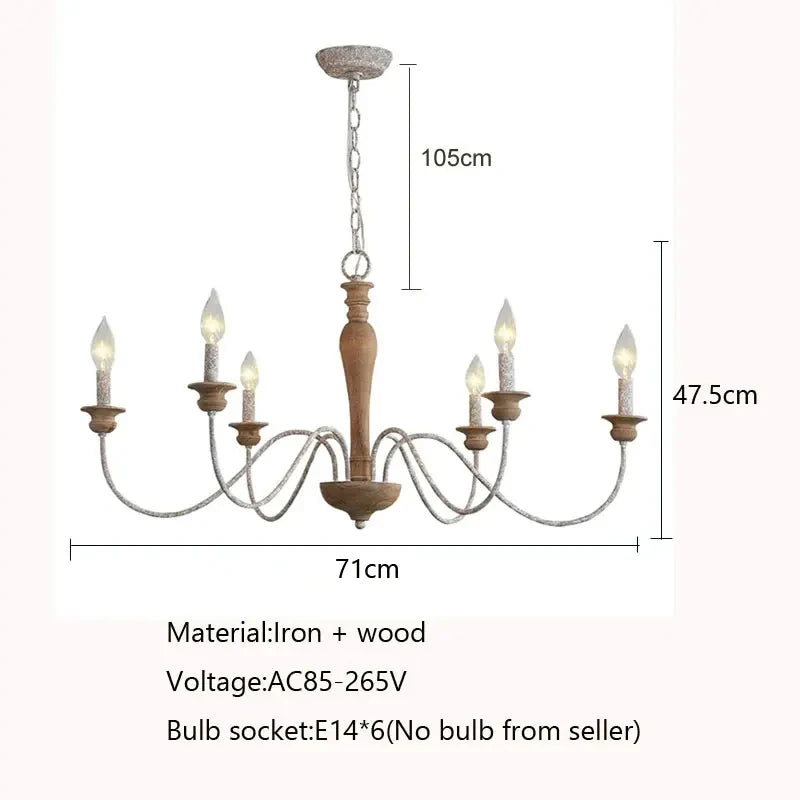 Afralia™ Wood Art Chandelier Light for Rural Living Room Bedroom Kitchen Café