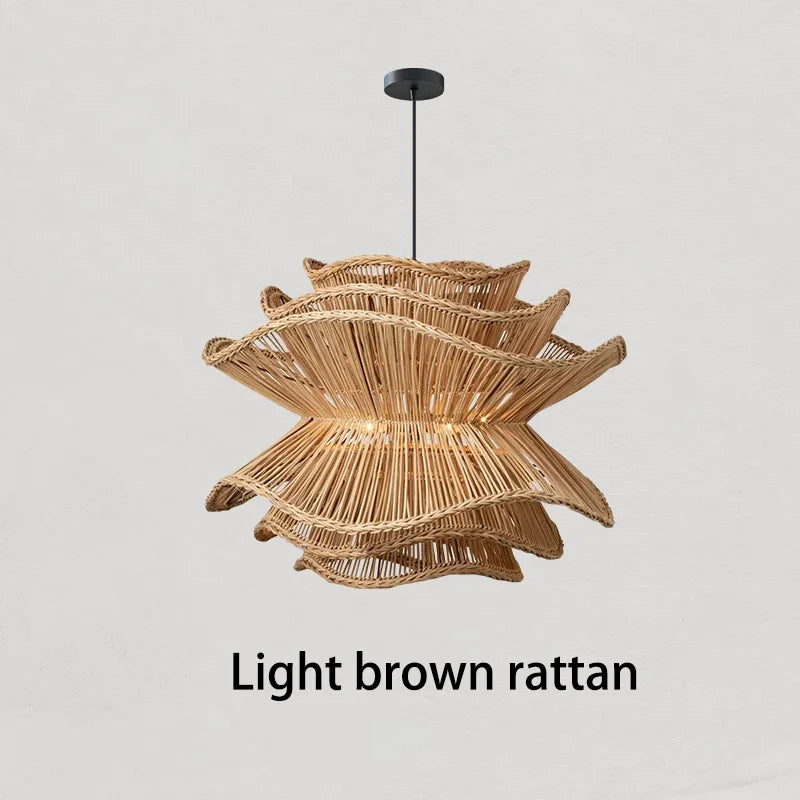 Afralia™ Wabi Sabi Rattan Pendant Lamp: Japanese Bamboo Chandelier for Home, Restaurant, Shop