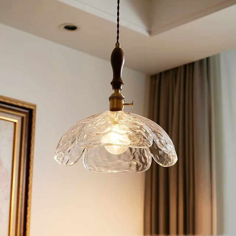 Afralia™ Clear Glass Pendant Lamp Japanese Style LED Hanging Lights