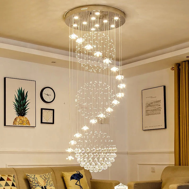 Afralia™ Spiral Long Chandelier: Modern Nordic Loft Staircase Pendant Lamp