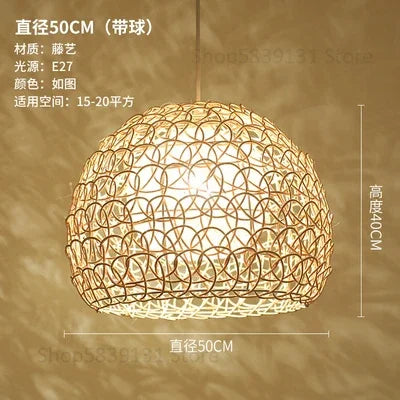 Afralia™ Hand Woven Rattan Pendant Lights Chandelier Bamboo Modern Living Room Decor
