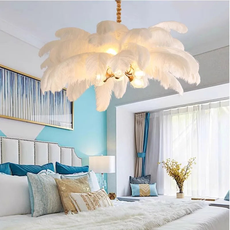 Afralia™ Bohemian Feather Pendant Light - Nordic LED Ceiling Chandelier