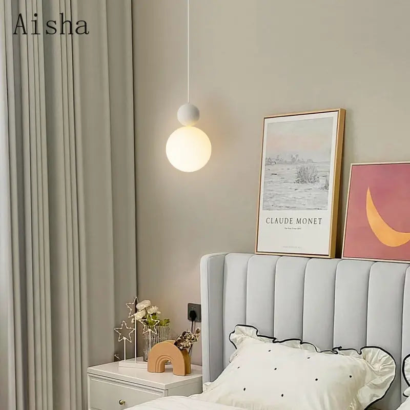 Nordic Cream Hanging Light for Children's Bedroom by Afralia™