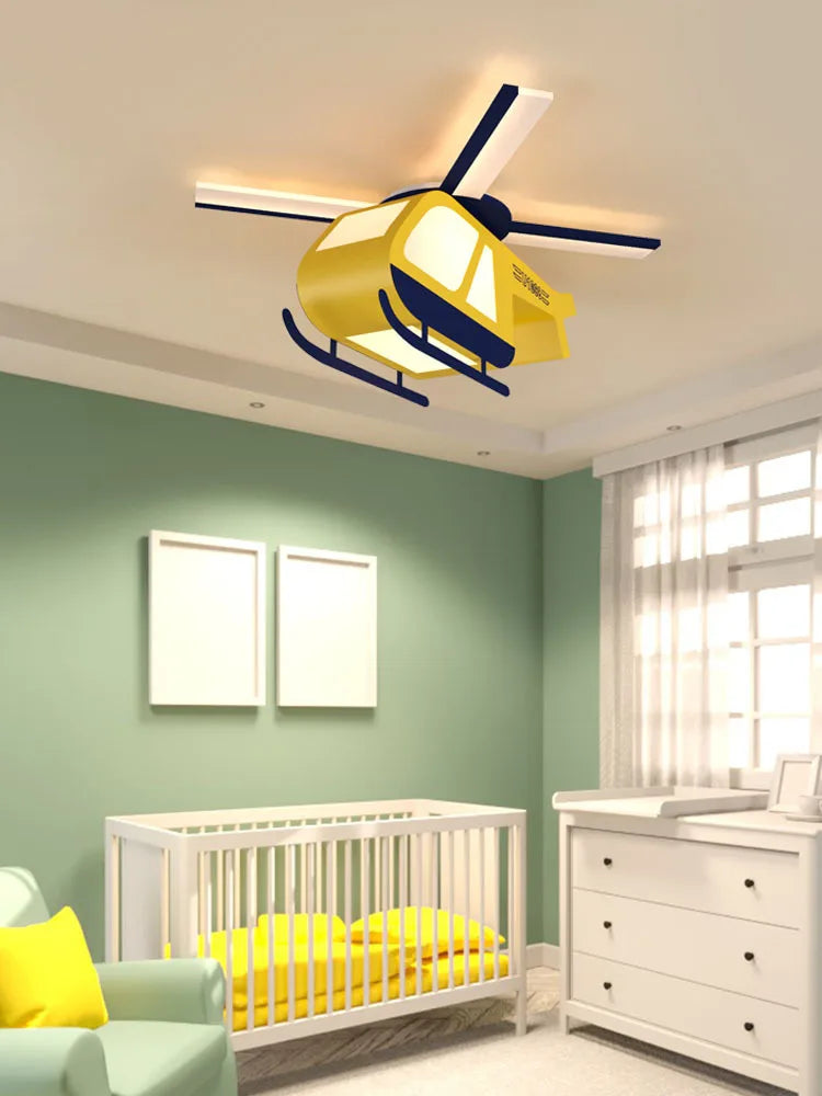 Afralia™ Cartoon Helicopter Ceiling Fan Light for Children's Room