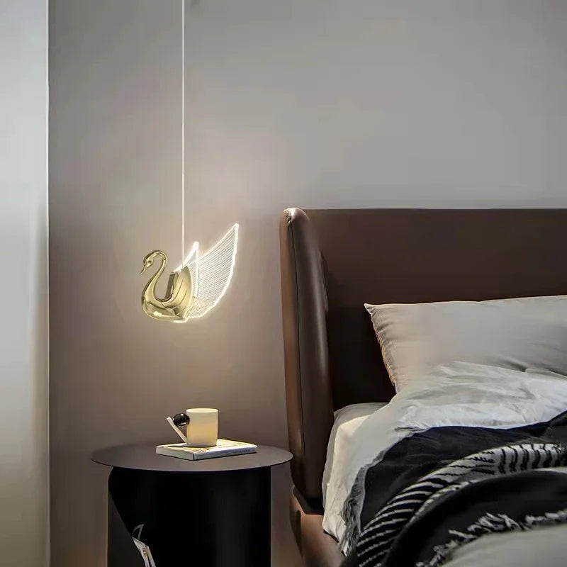 Afralia™ Swan Pendant Lights: Luxury Nordic Design for Staircase, Bar, and Bedside Lighting