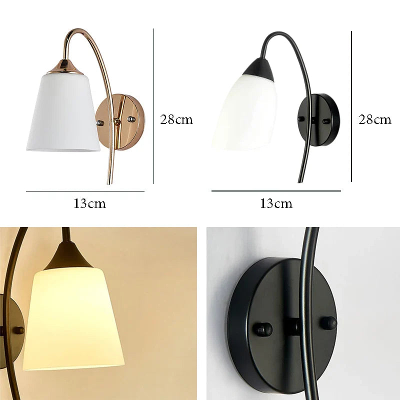 Afralia™ Gold Glass Wall Lamp Bedroom Sconce for Hotel Living Room Aisle Staircase