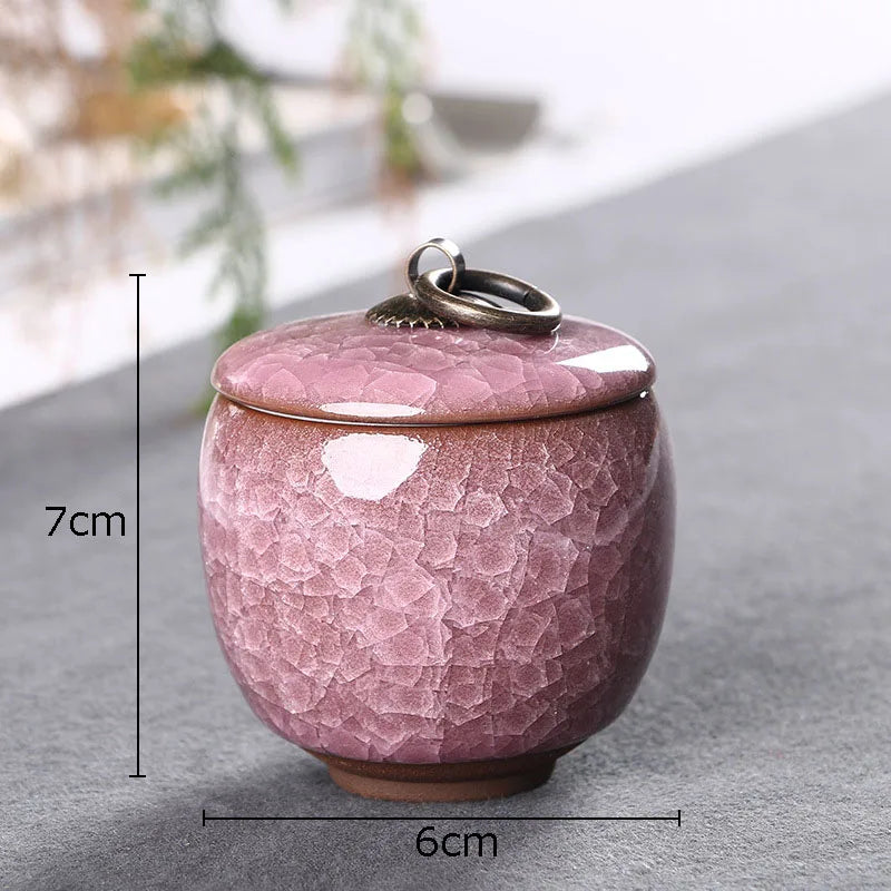 Afralia™ Ice Cracked Texture Tea Caddy Storage Jar with Moisture-proof Sealed Lid